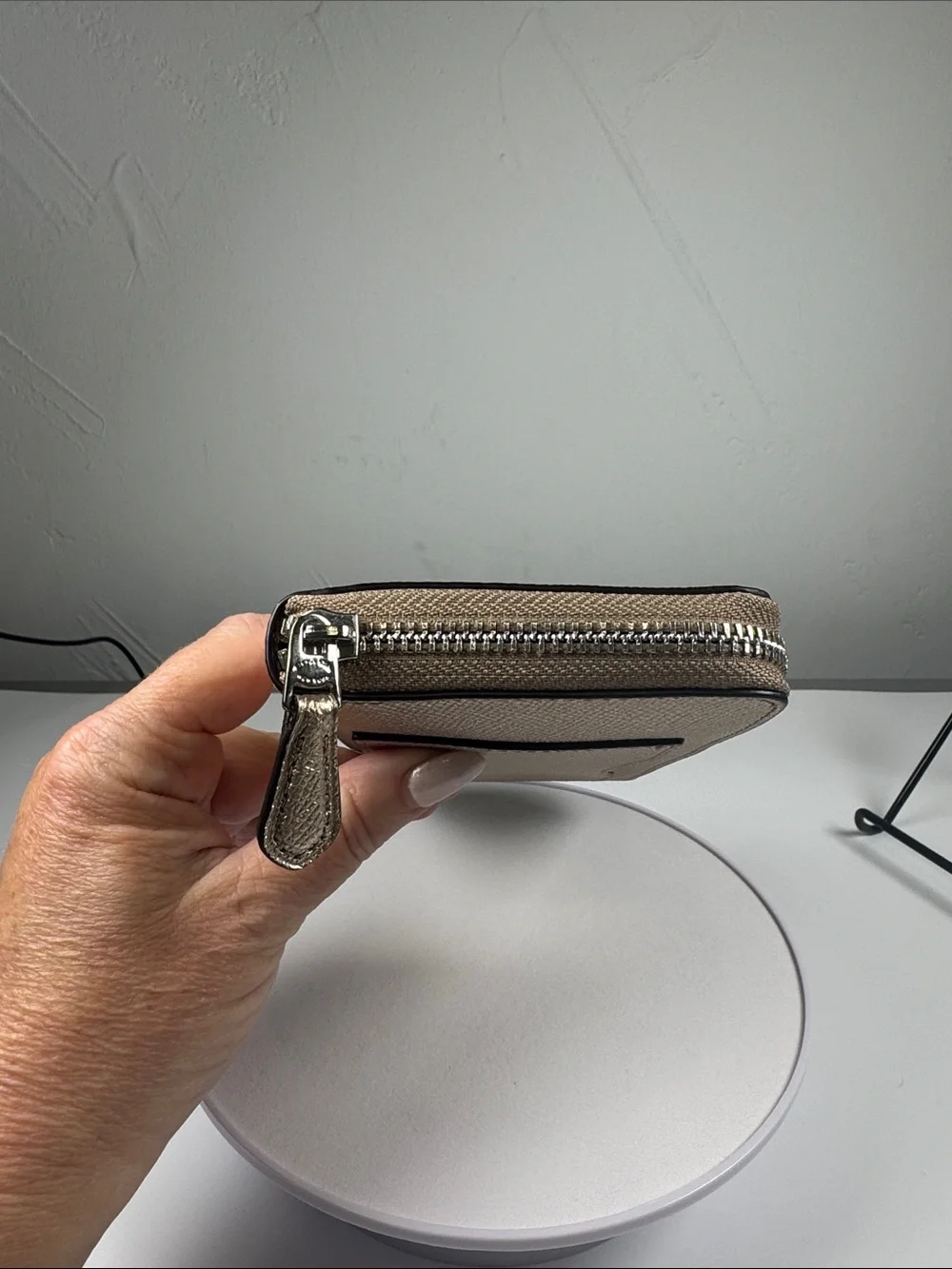 Coach Metallic Gold Leather Zip Long Wallet